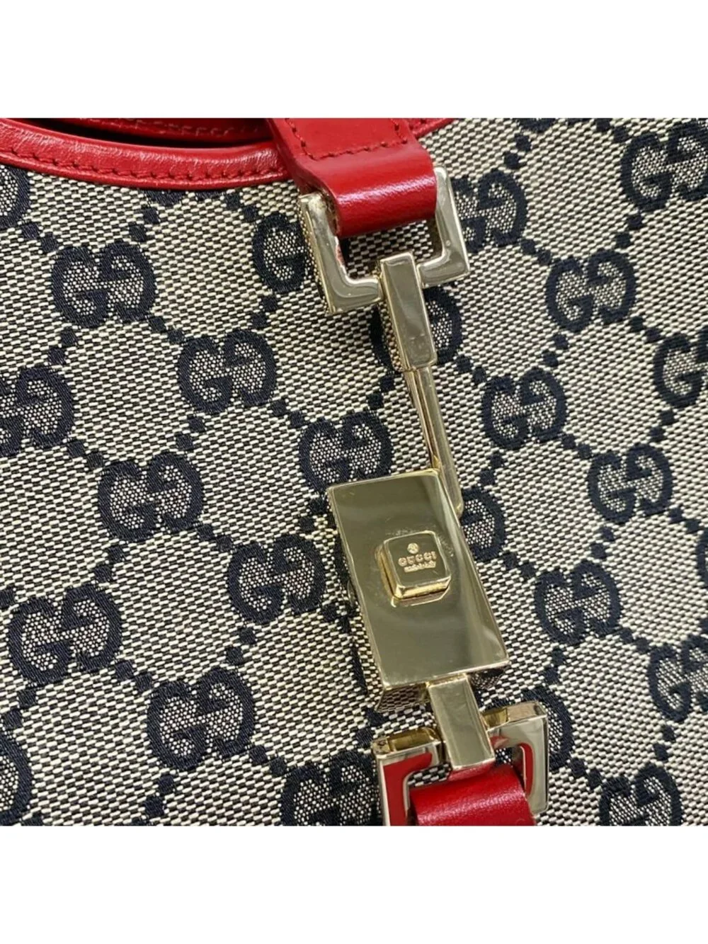 Gucci Shoulder Bag Jackie Red Beige Dark Brown Leather - Picture 12 of 15